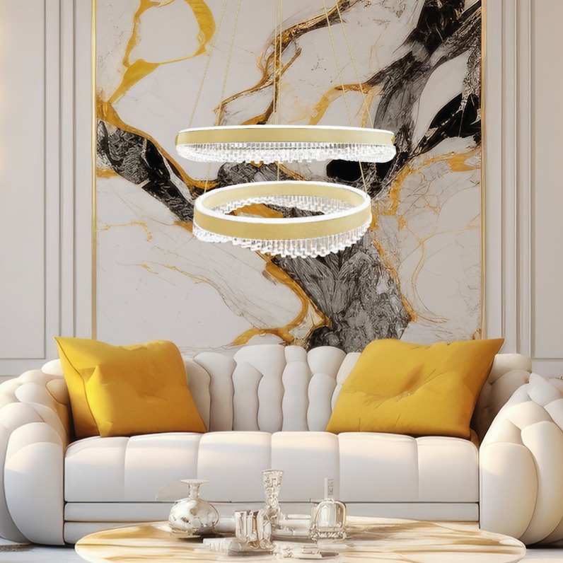 Lustra LED Suspendata Preciosa Gold Premium Echivalent 550W