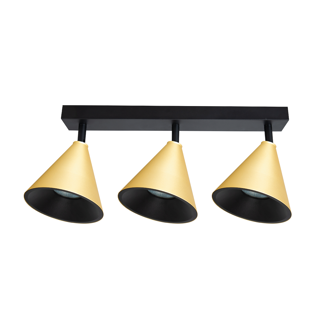 Lustra Cone Black & Gold Premium cu 3 Spoturi Reglabile