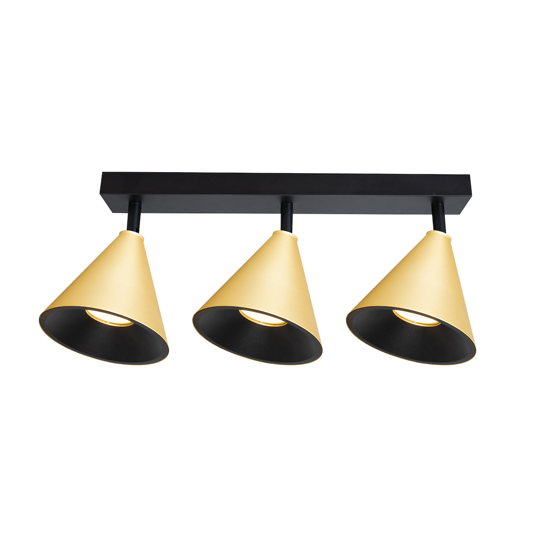 Lustra Cone Black & Gold Premium cu 3 Spoturi Reglabile