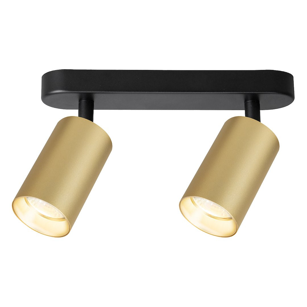Lustra Pipe II Black & Gold Premium cu 2 Spoturi Reglabile