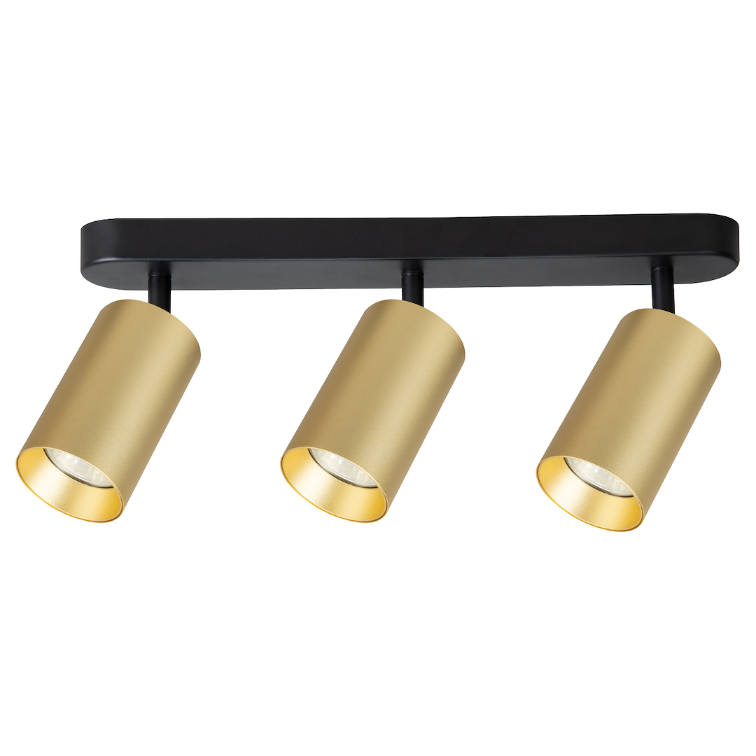 Lustra Pipe II Black & Gold Premium cu 3 Spoturi Reglabile