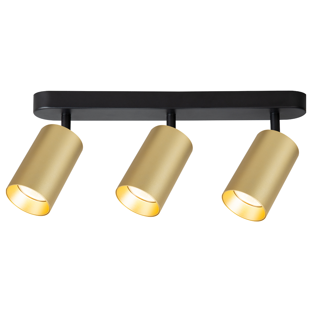 Lustra Pipe II Black & Gold Premium cu 3 Spoturi Reglabile