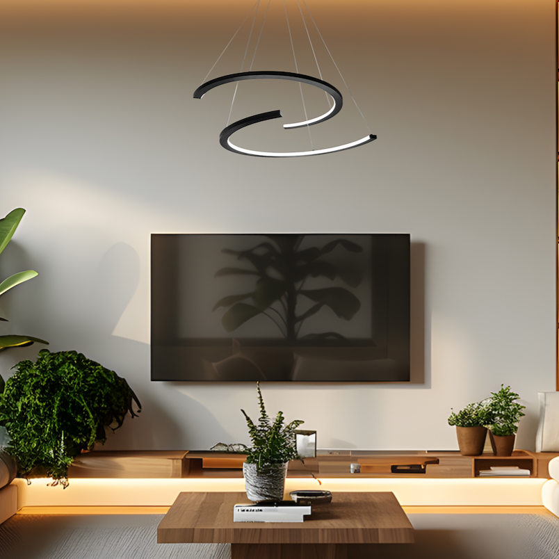 Lustra LED Suspendata Doublemoon Black Premium Echivalent 200W