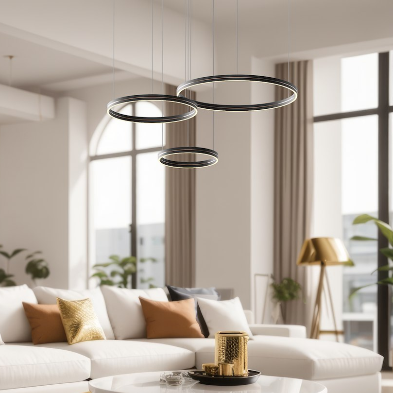 Lustra LED Suspendata Gravity Black & Gold Premium Echivalent 700W