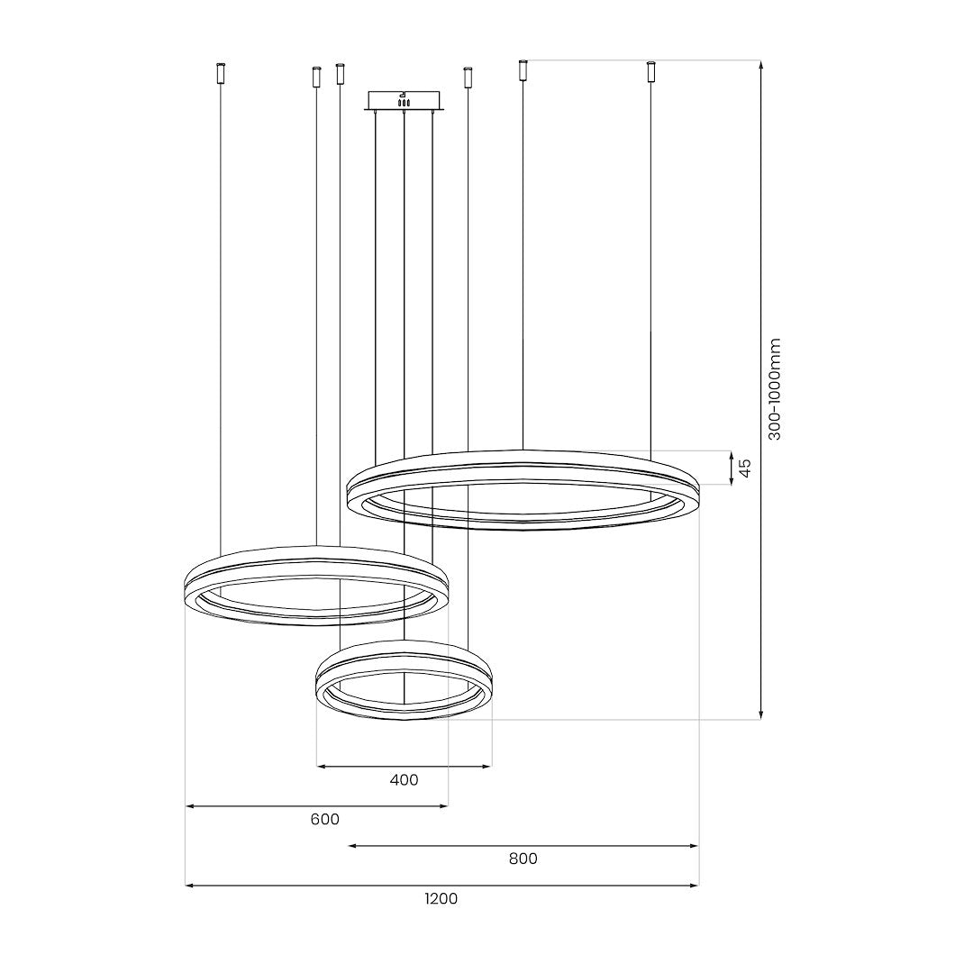 Lustra LED Suspendata Gravity Black & Gold Premium Echivalent 700W