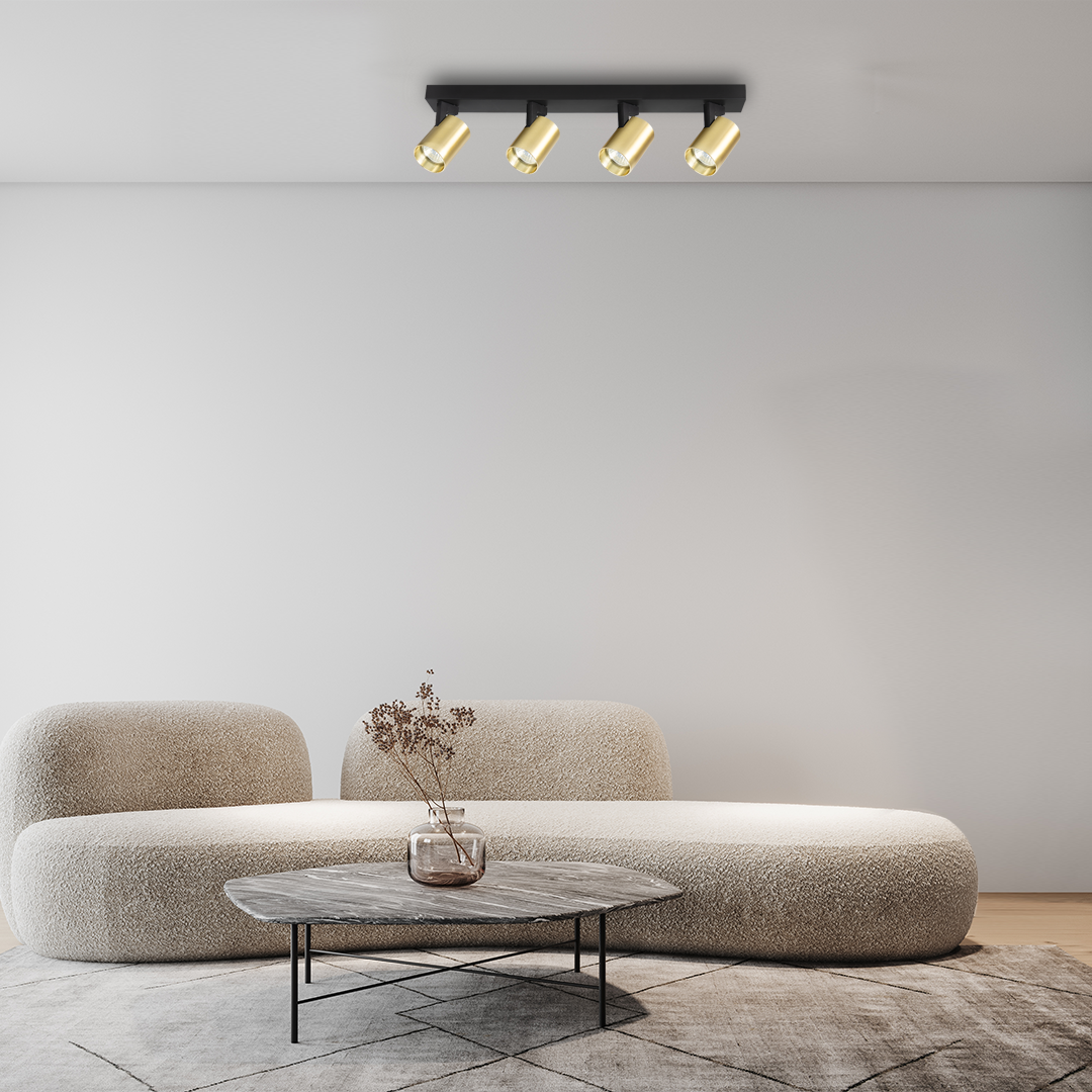 Lustra Volf Black & Gold Premium cu 4 Spoturi Reglabile