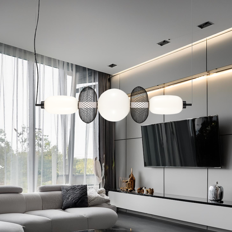 Lustra LED Suspendata Arame Black & White Premium Echivalent 350W