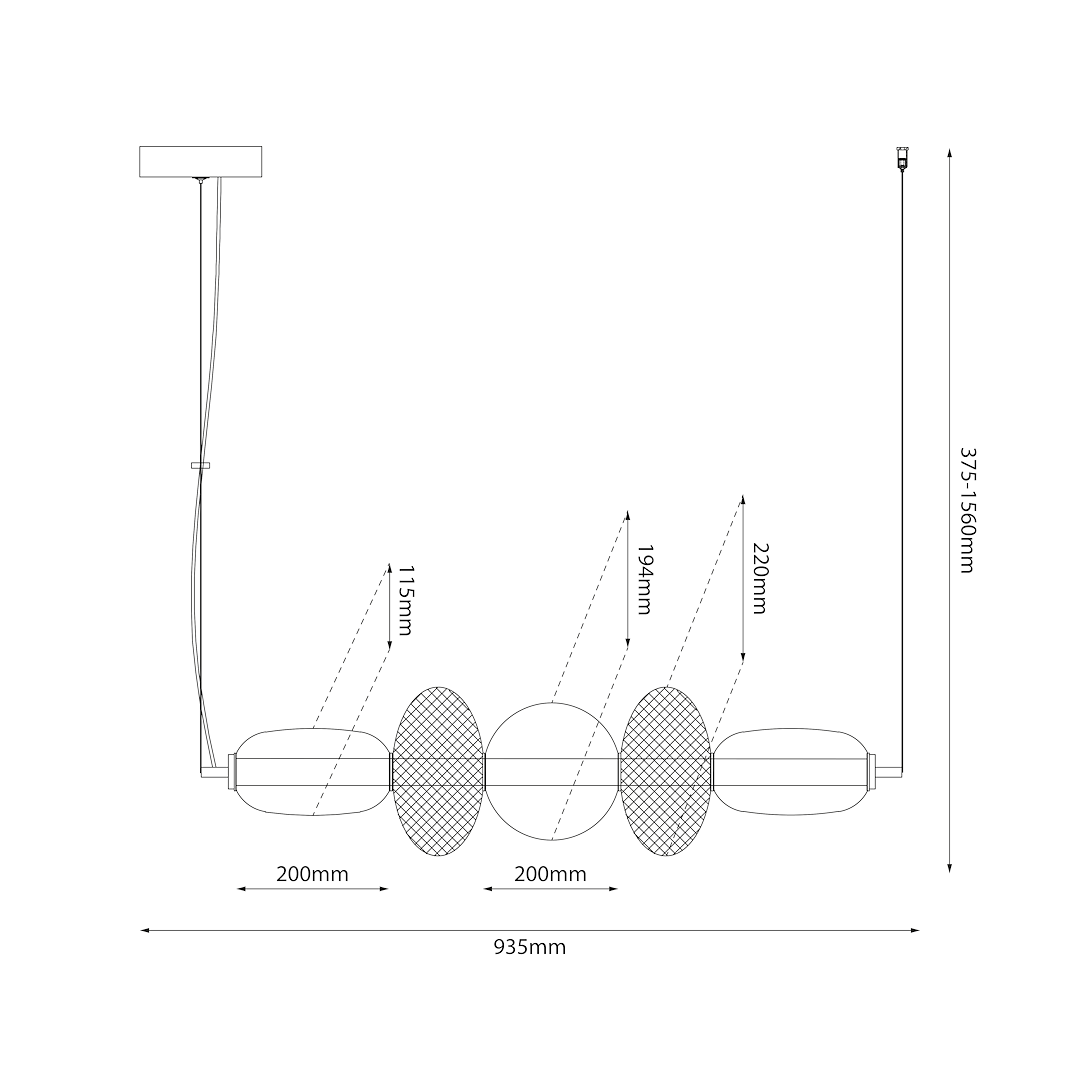 Lustra LED Suspendata Arame Black & White Premium Echivalent 350W