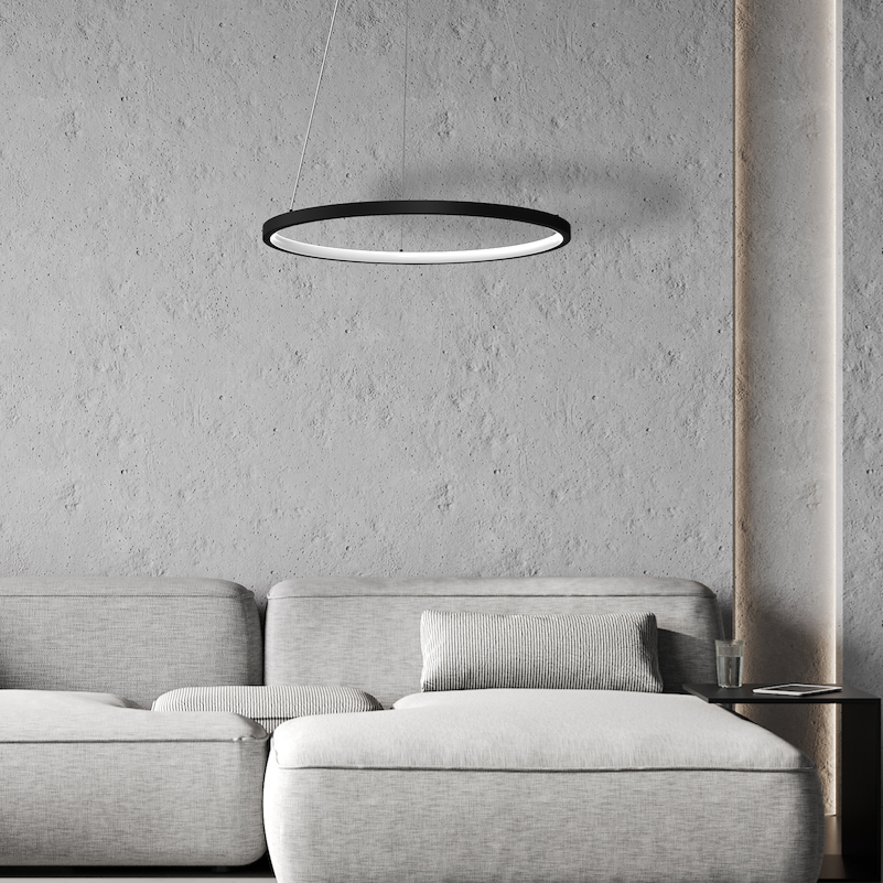 Lustra LED Suspendata Hoop Black Premium 1 Segment Reglabil Echivalent 150W