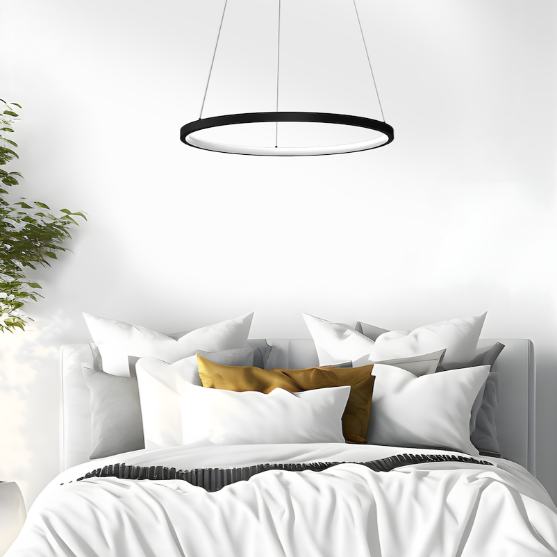 Lustra LED Suspendata Hoop Black Premium 1 Segment Reglabil Echivalent 150W