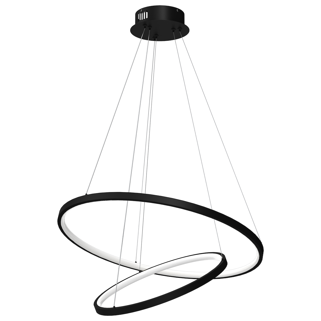 Lustra LED Suspendata Hoop Black Premium 2 Segmente Reglabile Echivalent 300W