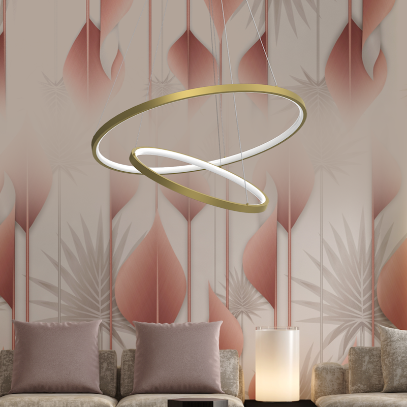 Lustra LED Suspendata Hoop Gold Premium 2 Segmente Reglabile Echivalent 300W
