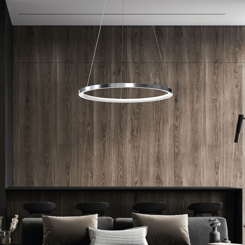 Lustra LED Suspendata Hoop Silver Premium 1 Segment Reglabil Echivalent 150W