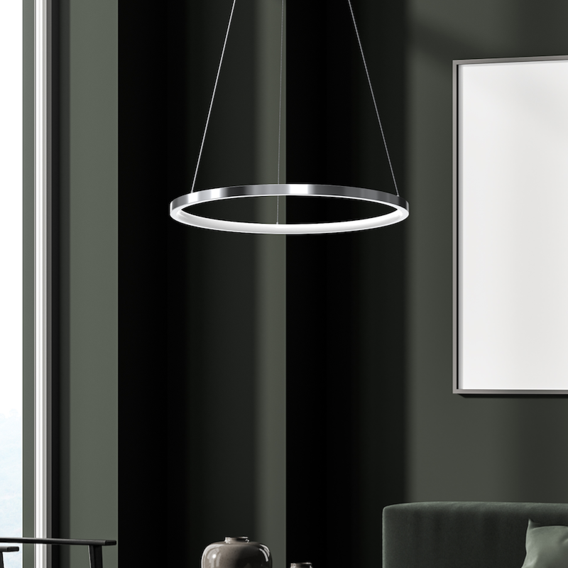 Lustra LED Suspendata Hoop Silver Premium 1 Segment Reglabil Echivalent 150W