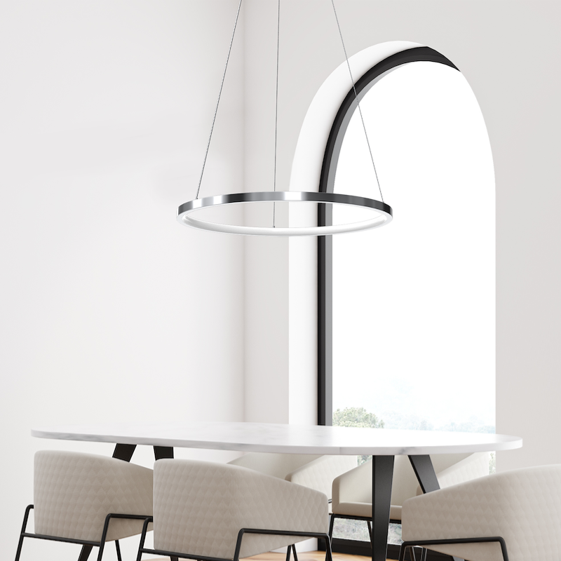 Lustra LED Suspendata Hoop Silver Premium 1 Segment Reglabil Echivalent 150W