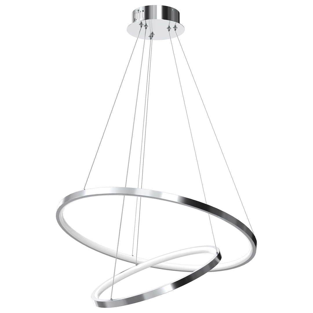 Lustra LED Suspendata Hoop Silver Premium 2 Segmente Reglabile Echivalent 300W