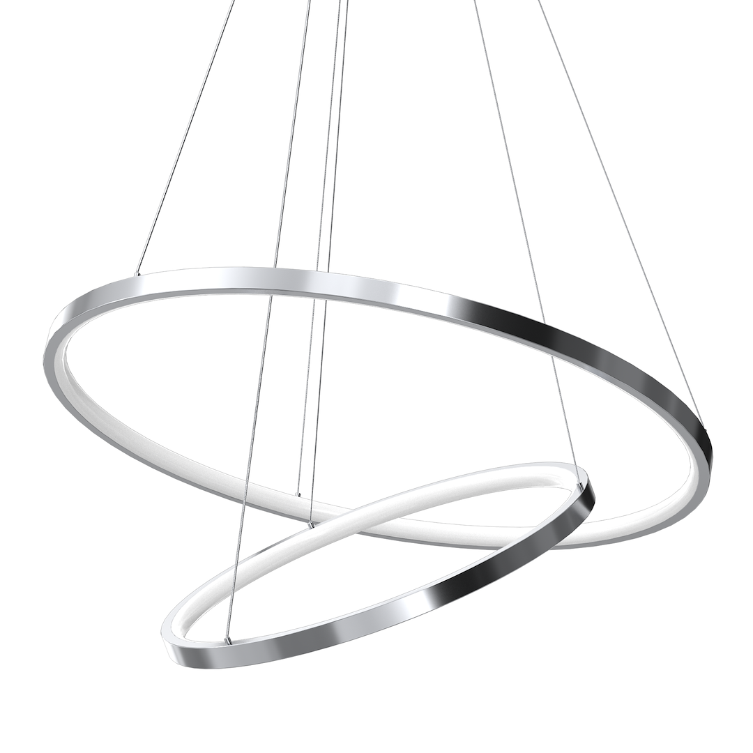 Lustra LED Suspendata Hoop Silver Premium 2 Segmente Reglabile Echivalent 300W