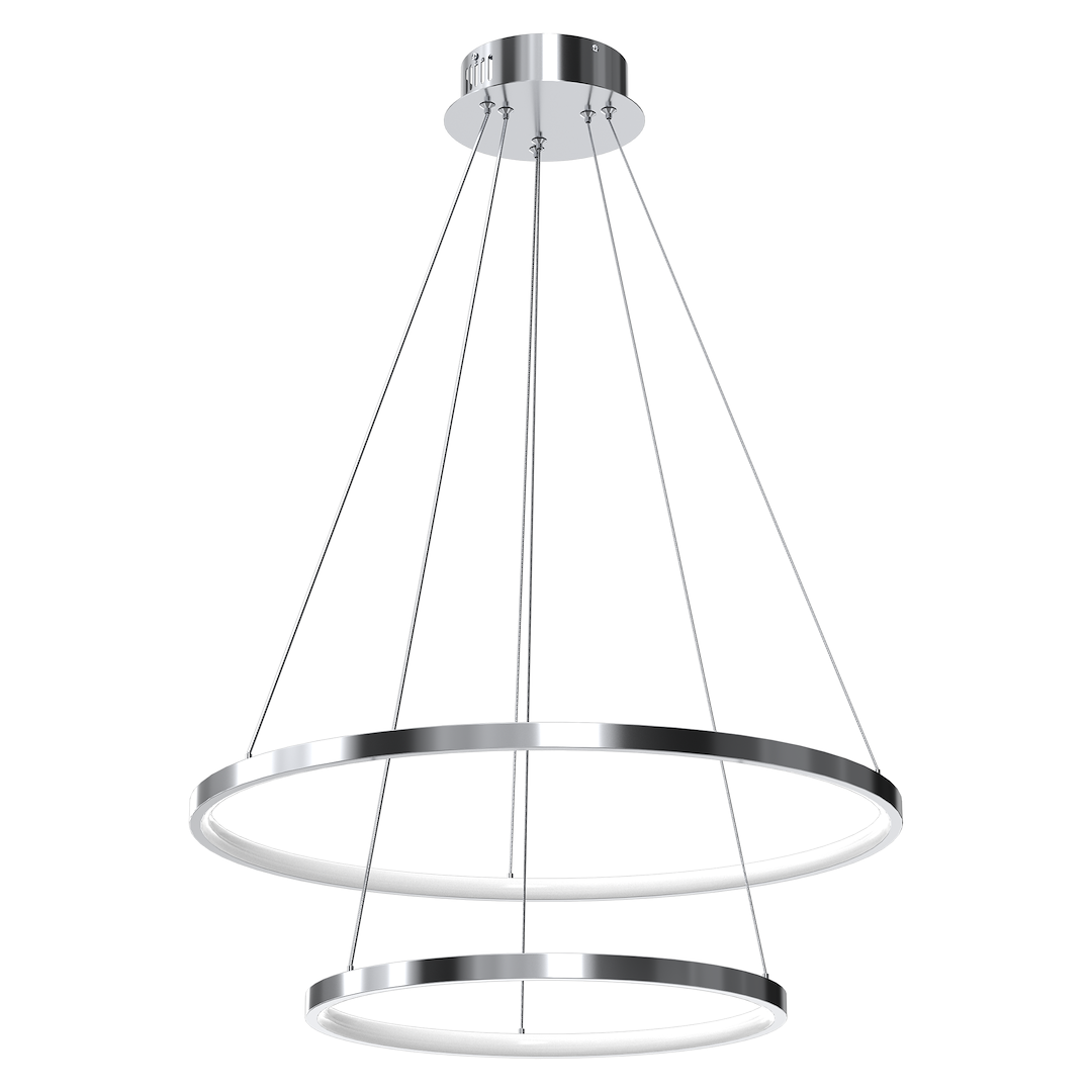 Lustra LED Suspendata Hoop Silver Premium 2 Segmente Reglabile Echivalent 300W