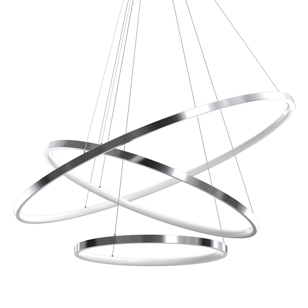 Lustra LED Suspendata Hoop Silver Premium 3 Segmente Reglabile Echivalent 600W