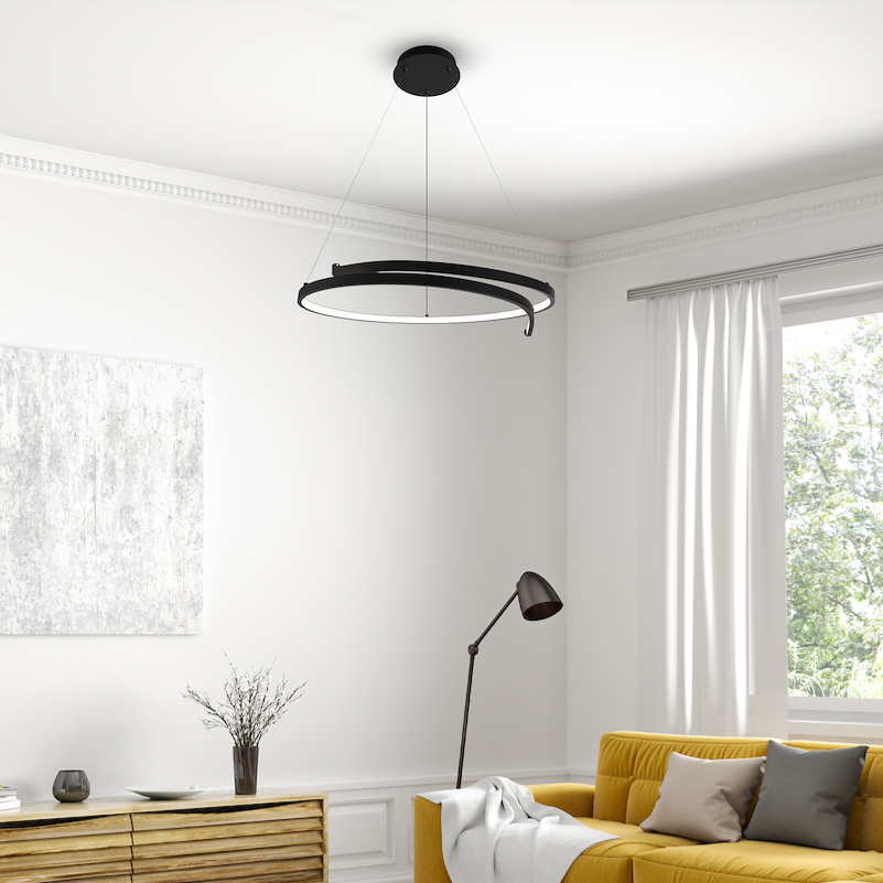 Lustra LED Suspendata Lorenzo Black Premium Echivalent 150W