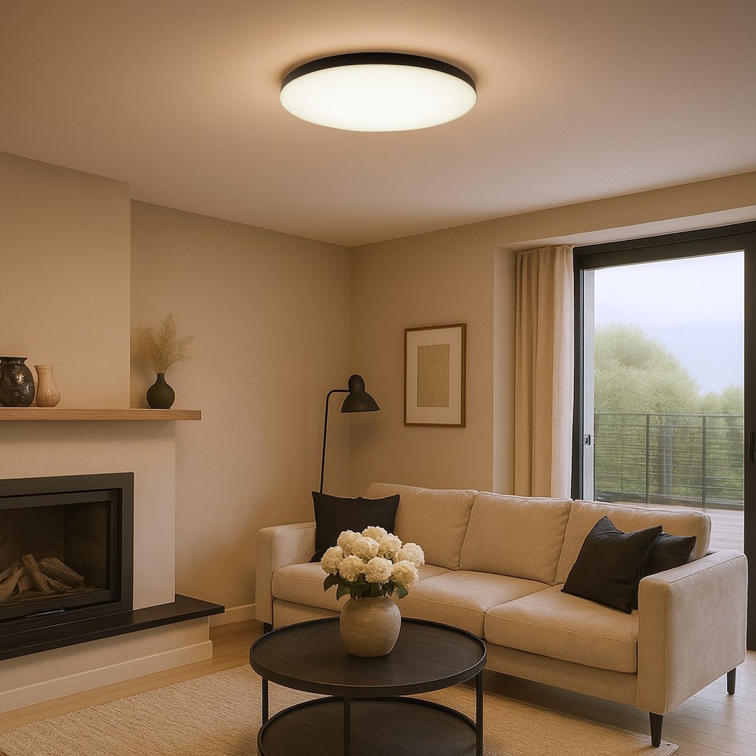 Plafonieră LED Siena Black Rotunda Ø75CM Echivalent 800W Telecomanda