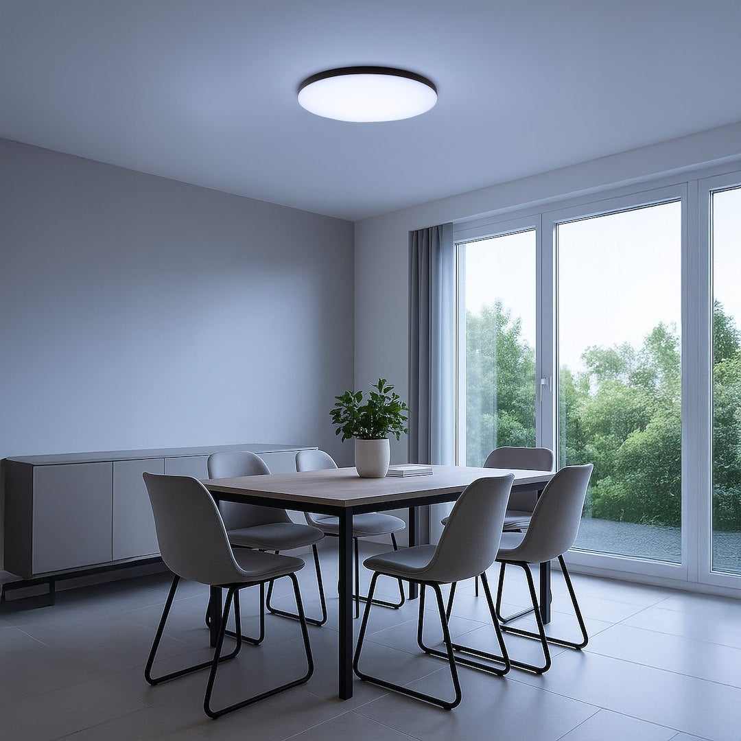 Plafonieră LED Siena Black Rotunda Ø75CM Echivalent 800W Telecomanda