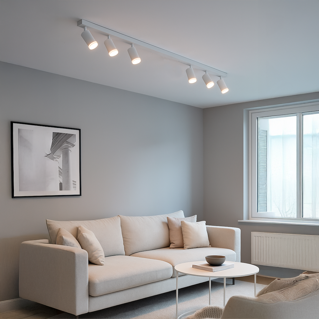Lustra Pipe White Premium cu 6 Spoturi Reglabile