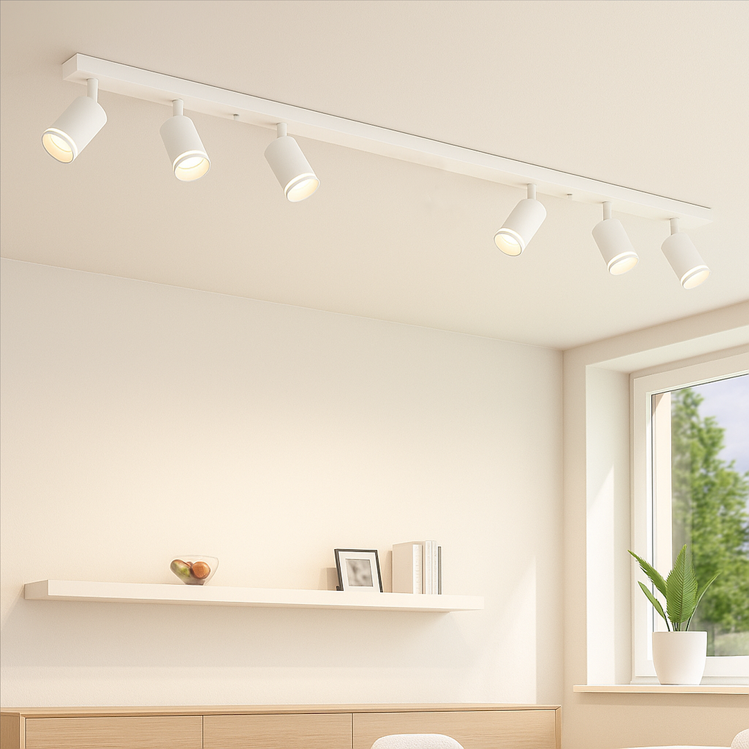 Lustra Pipe White Premium cu 6 Spoturi Reglabile