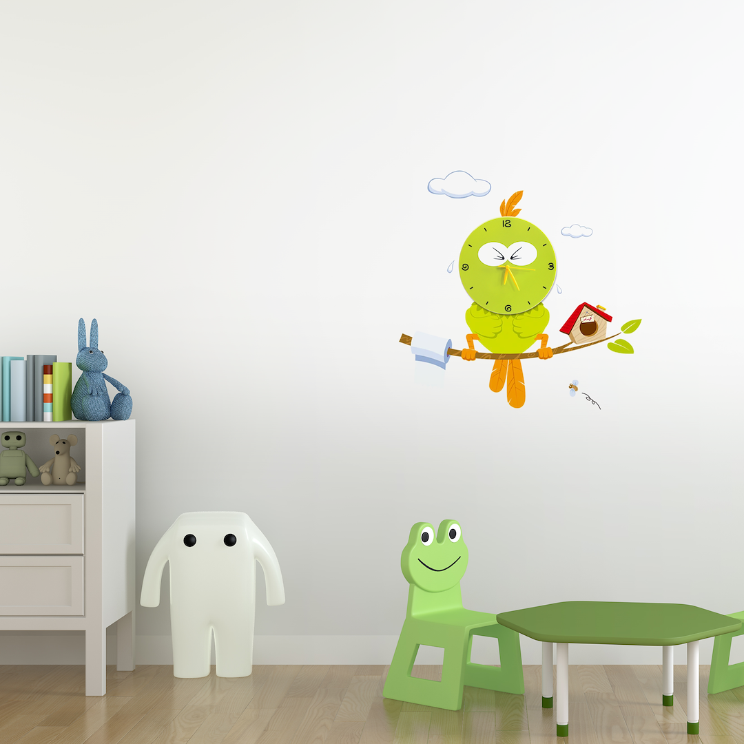 Aplica Perete KIDS Bird cu Ceas Premium