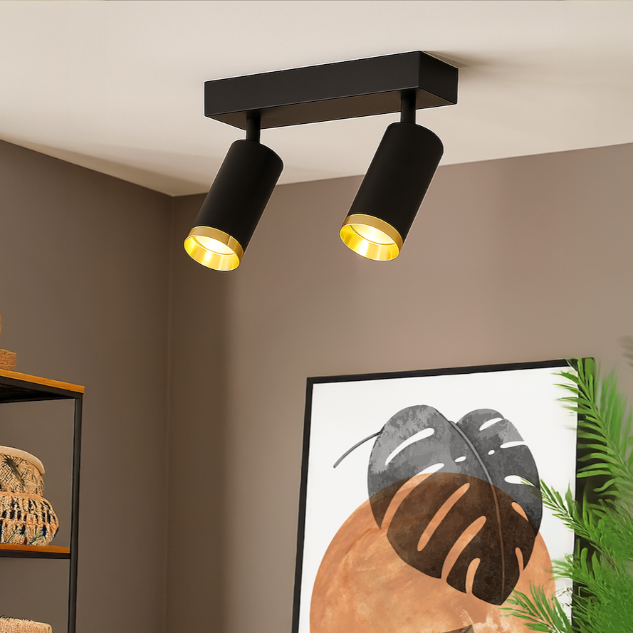 Lustra Mica Black & Gold Premium cu 2 Spoturi Reglabile