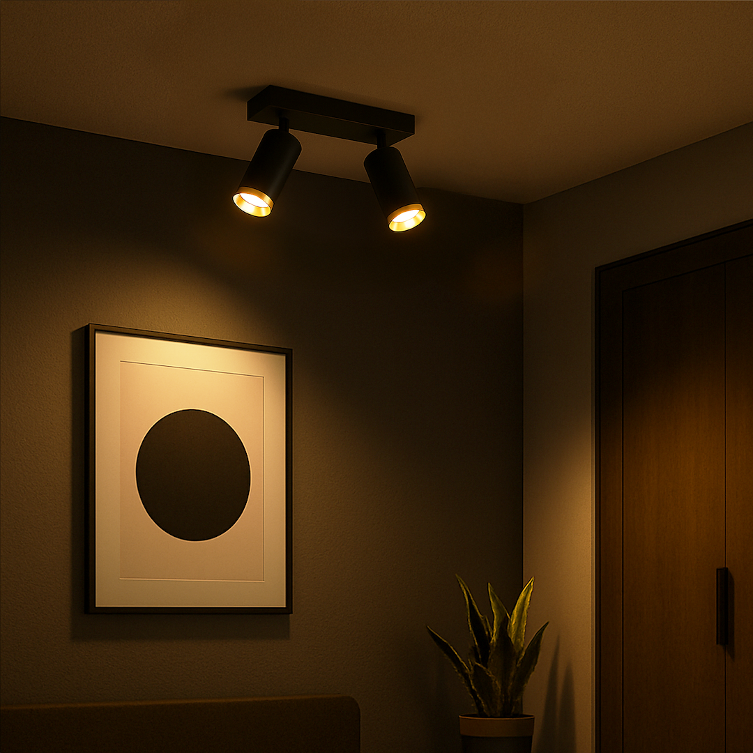 Lustra Mica Black & Gold Premium cu 2 Spoturi Reglabile