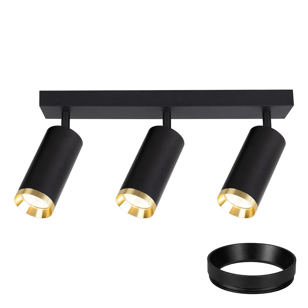 Lustra Mica Black & Gold Premium cu 3 Spoturi Reglabile