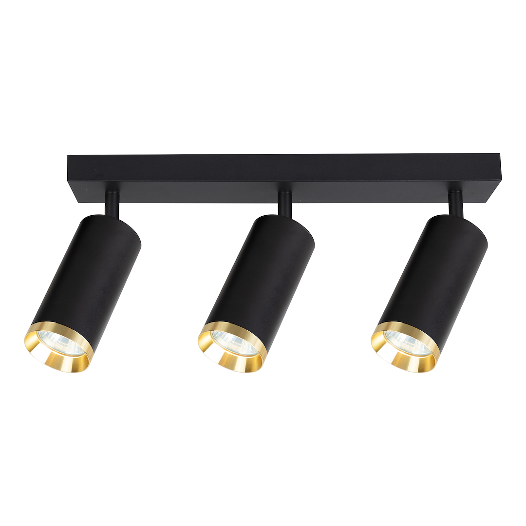 Lustra Mica Black & Gold Premium cu 3 Spoturi Reglabile