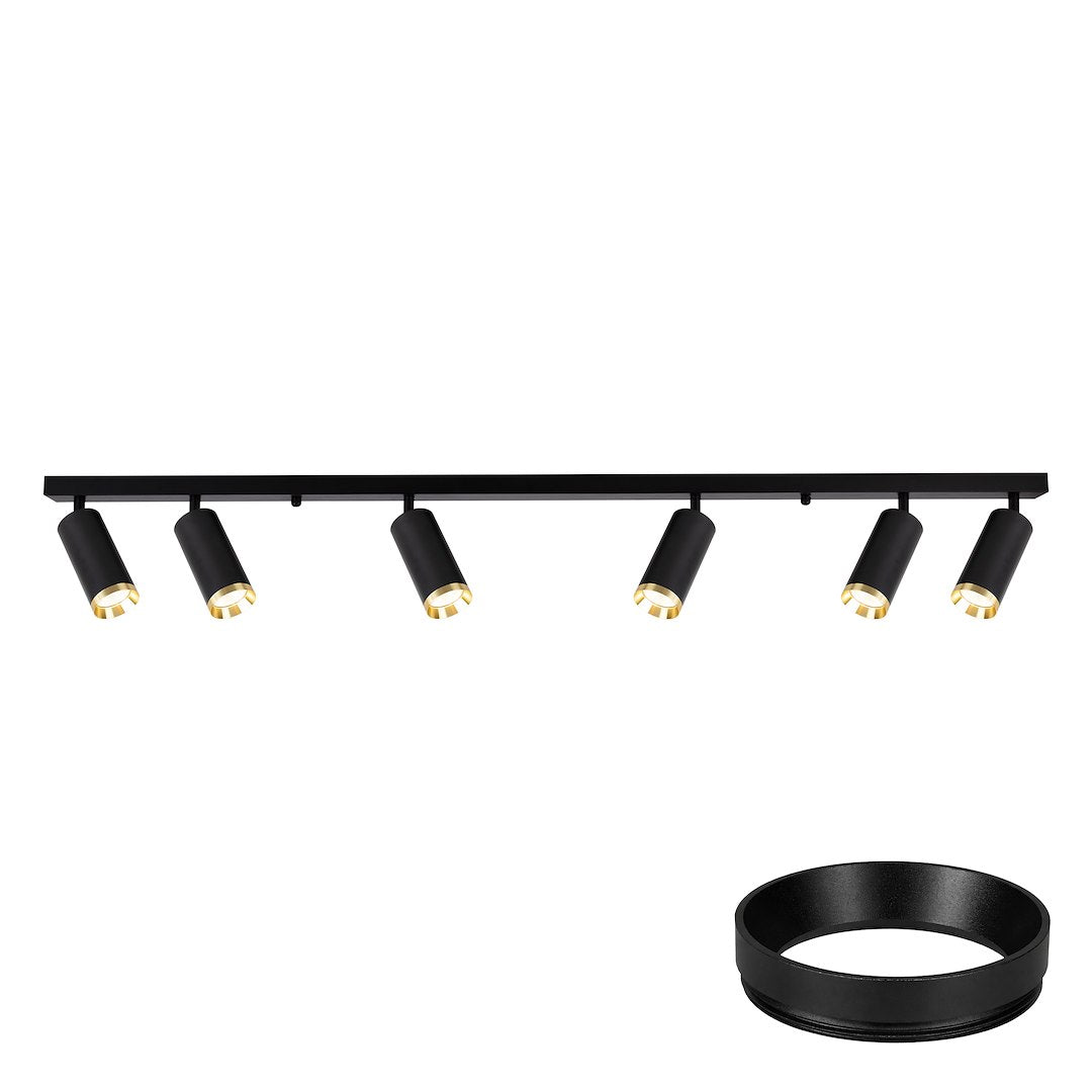 Lustra Mica Black & Gold Premium cu 6 Spoturi Reglabile