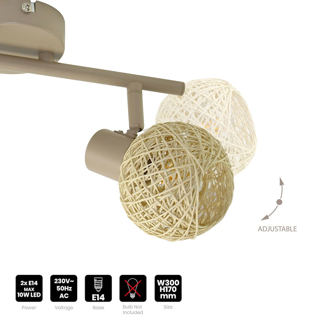 Lustra Dex Beige Premium cu 2 Spoturi Reglabile