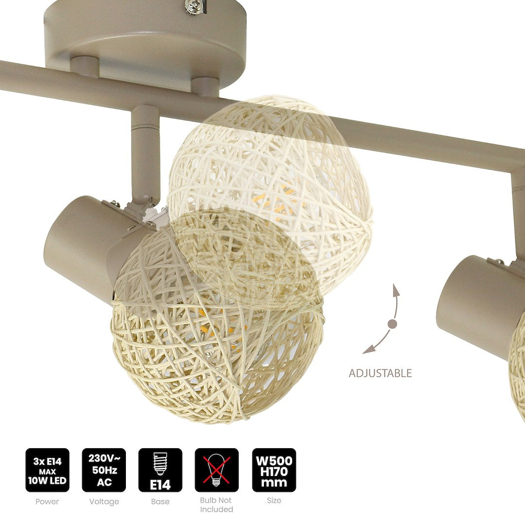 Lustra Dex Beige Premium cu 3 Spoturi Reglabile