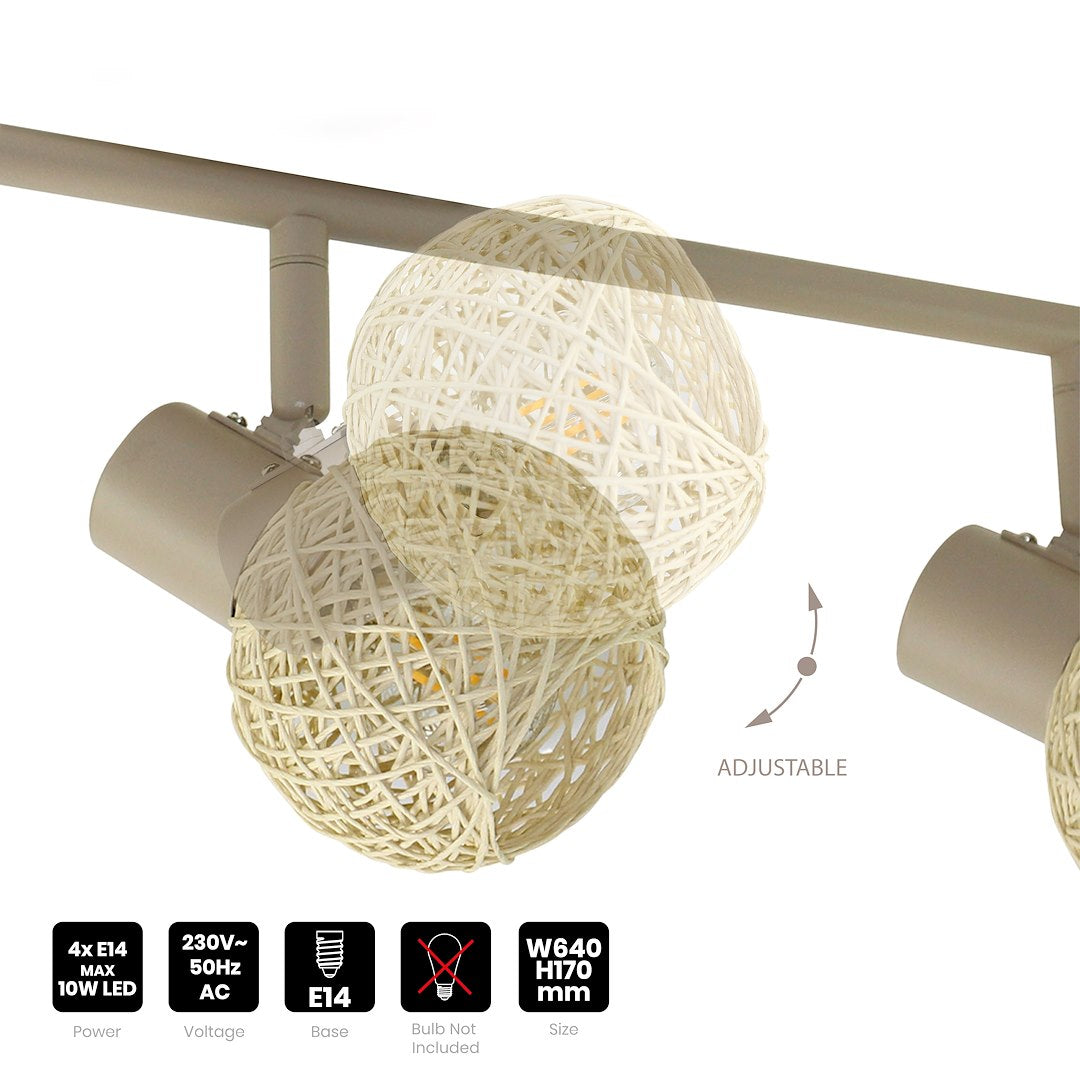 Lustra Dex Beige Premium cu 4 Spoturi Reglabile