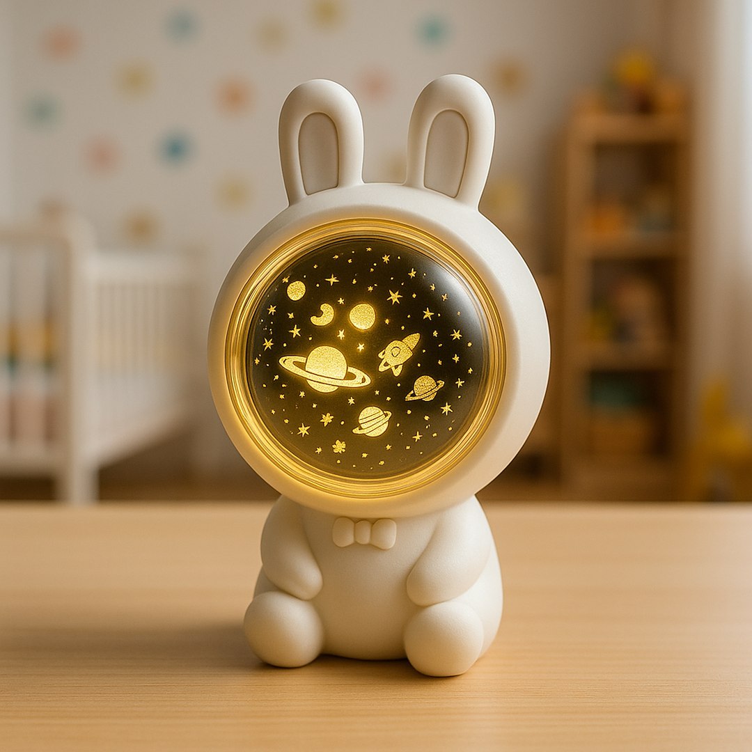 Lampa de Veghe Cosmonauta Portabila LED cu Proiectie Spatiala si Muzica