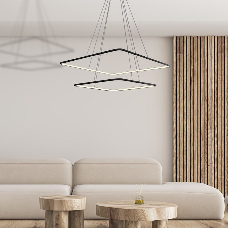 Lustra LED Suspendata Nix Black Premium cu 2 Segmente Reglabile Echivalent 350W