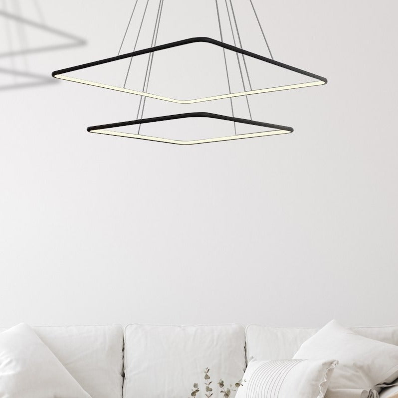 Lustra LED Suspendata Nix Black Premium cu 2 Segmente Reglabile Echivalent 350W