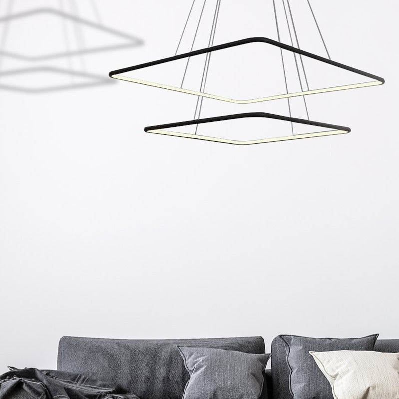 Lustra LED Suspendata Nix Black Premium cu 2 Segmente Reglabile Echivalent 350W
