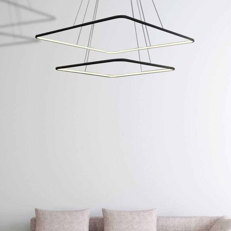 Lustra LED Suspendata Nix Black Premium cu 2 Segmente Reglabile Echivalent 350W