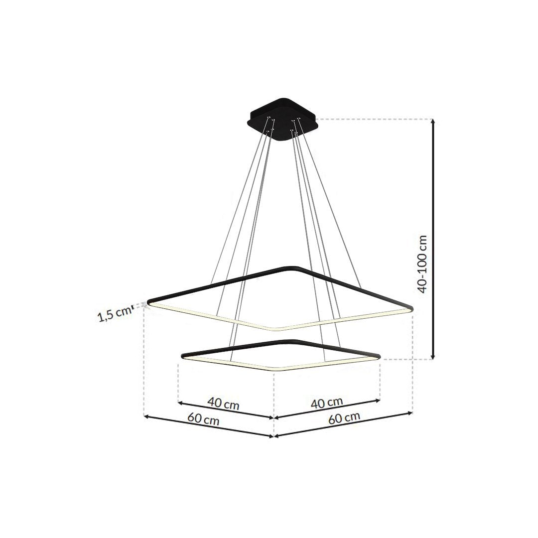 Lustra LED Suspendata Nix Black Premium cu 2 Segmente Reglabile Echivalent 350W