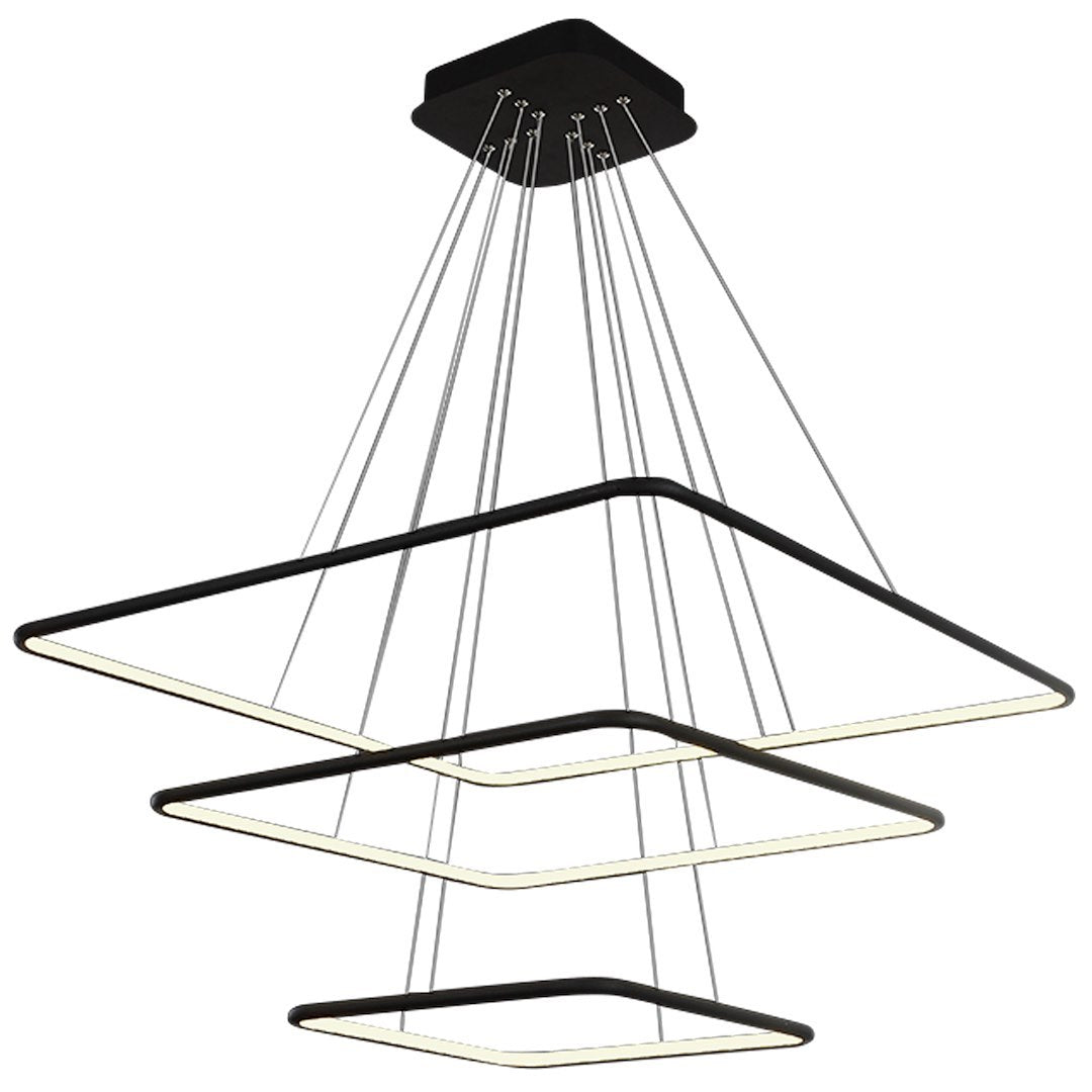 Lustra LED Suspendata Nix Black Premium cu 3 Segmente Reglabile Echivalent 800W