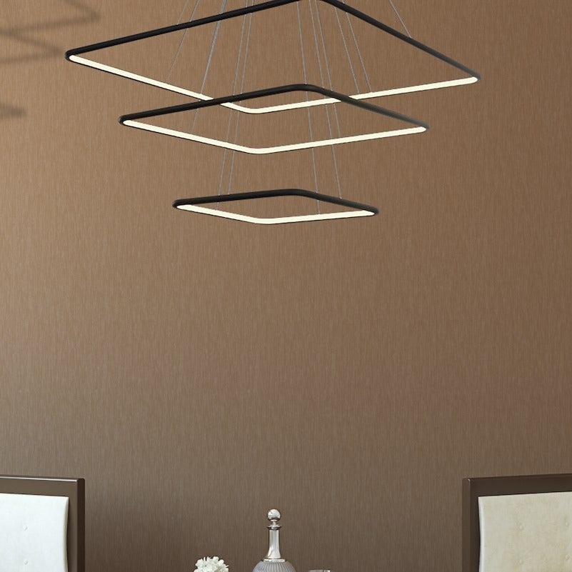 Lustra LED Suspendata Nix Black Premium cu 3 Segmente Reglabile Echivalent 800W