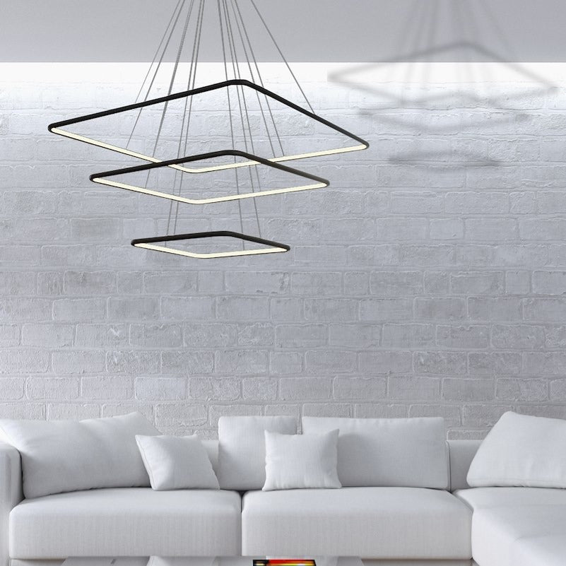 Lustra LED Suspendata Nix Black Premium cu 3 Segmente Reglabile Echivalent 800W