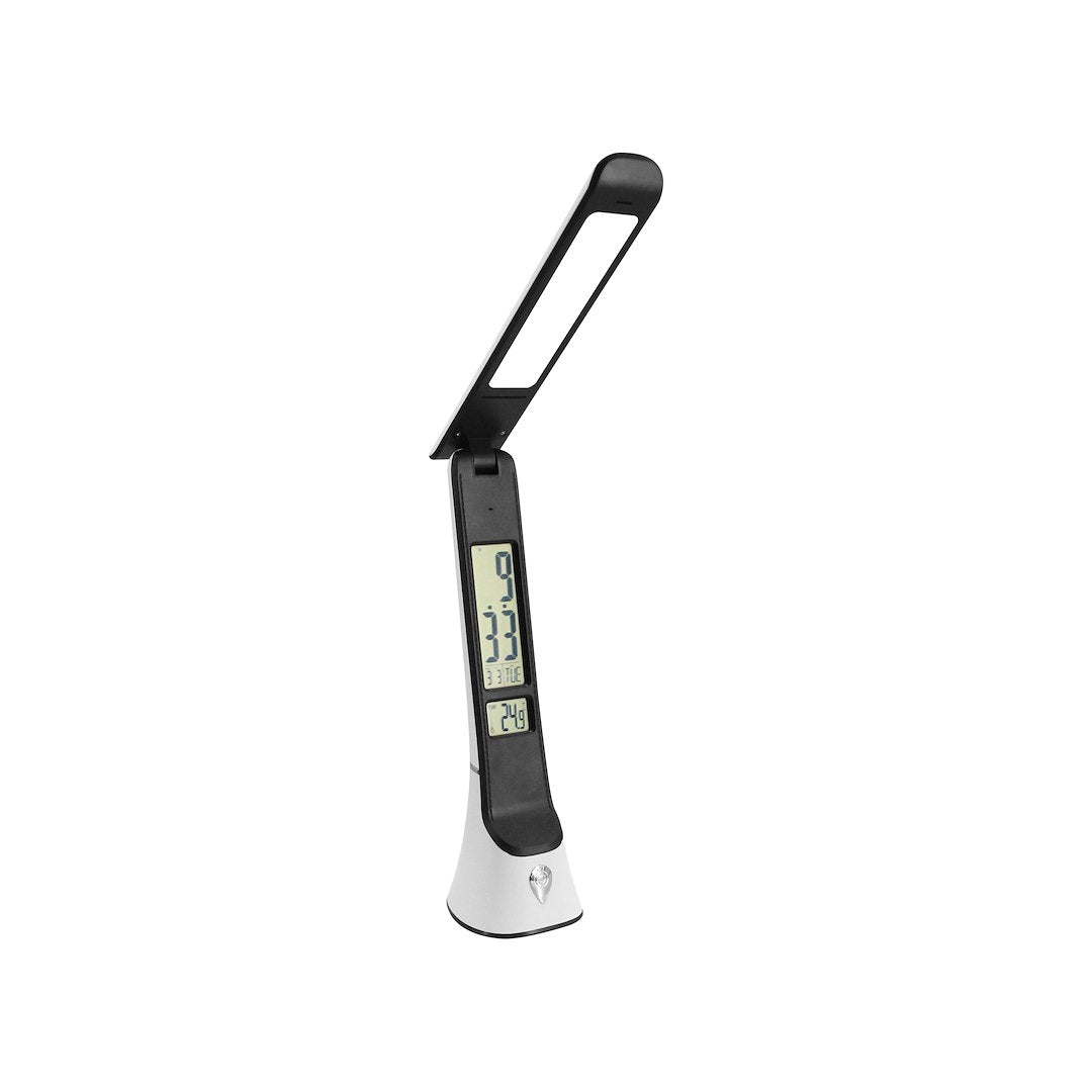 Lampa LED Birou Tori Black & White Premium Reglabila cu Ceas si Termometru