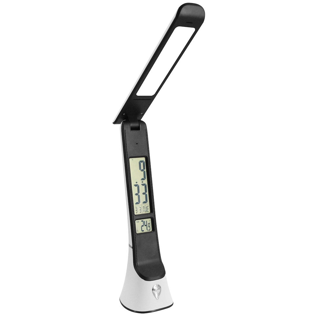 Lampa LED Birou Tori Black & White Premium Reglabila cu Ceas si Termometru