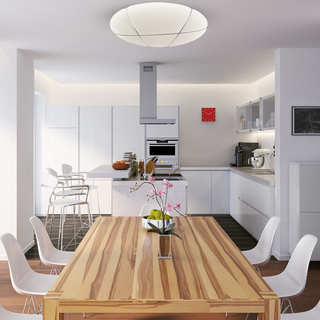 Plafonieră LED Bob White Rotunda Ø49CM Echivalent 300W Telecomanda