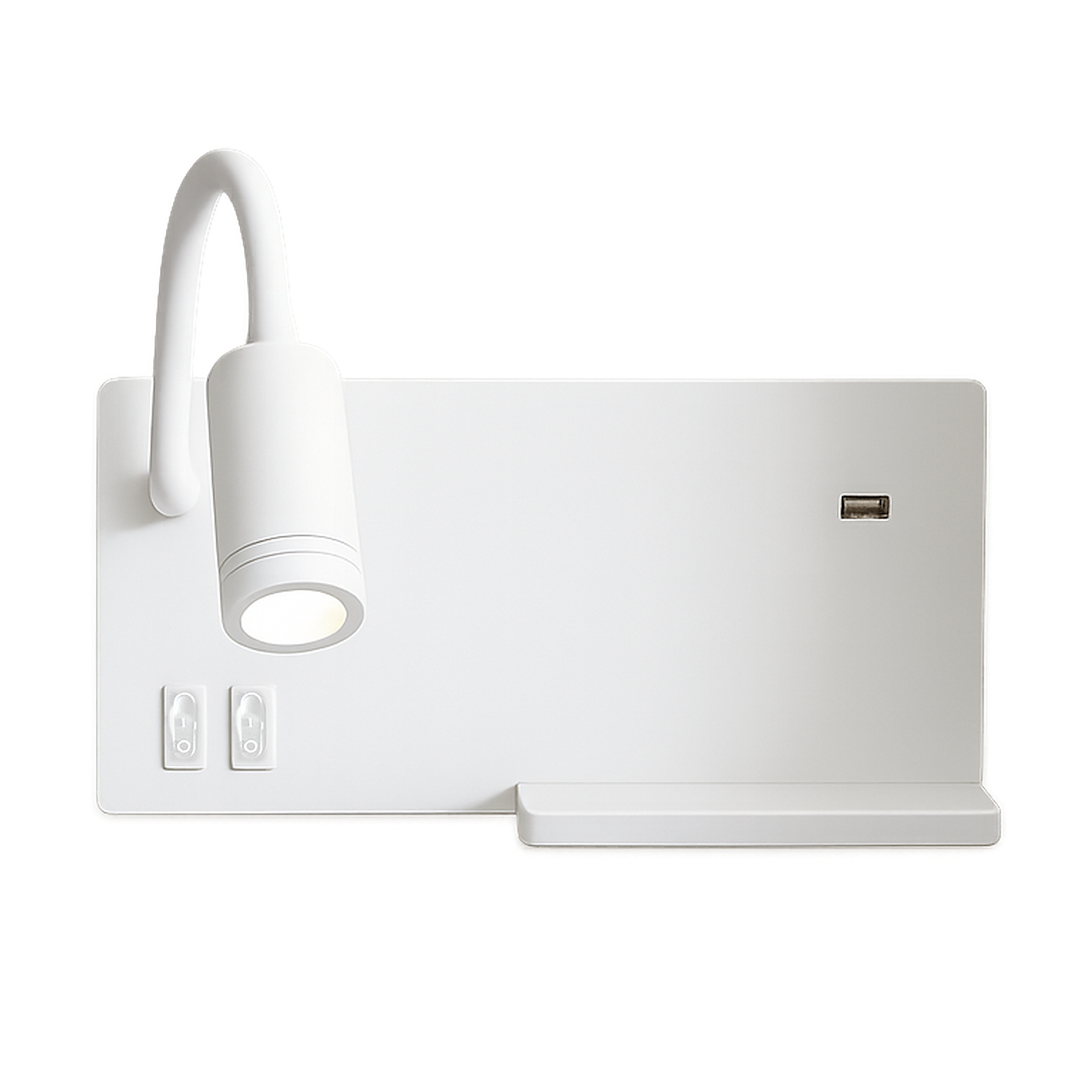 Aplica LED Shelf White Premium Reglabil cu Port USB si Suport